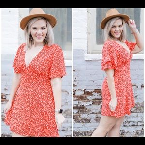 Red and White A-Line Dress